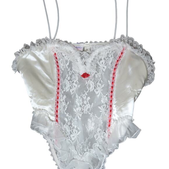 Vintage Frederick's of Hollywood White Sexy Corset Lace Lingerie Coquette Large - Picture 3 of 6